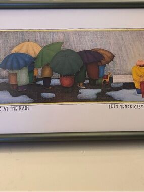 Smile At The Rain Print By Beth Hendrickson Logan Forest Green Metallic Frame